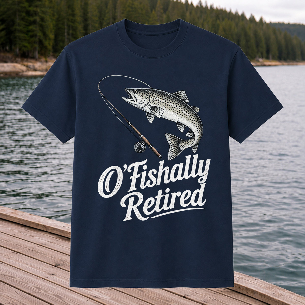 Retired Trout Fishing Rod Graphic T-Shirt