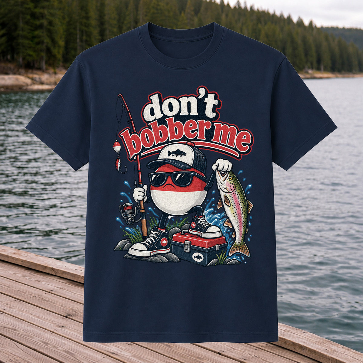 Don't Bobber Me Funny Fishing Bobber Holding Rainbow Trout T-Shirt
