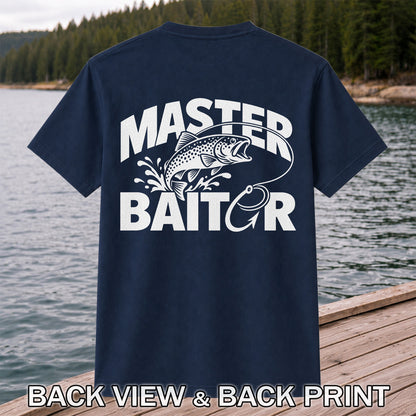 Master Baiter Funny Trout and Fishing Hook T-Shirt | Back Print