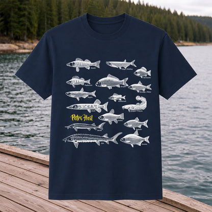 German Freshwater Fish Species Chart Fishing Graphic T-Shirt