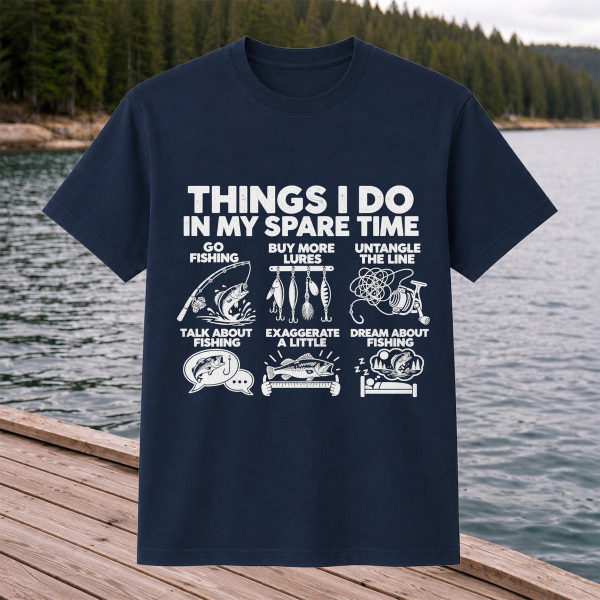Things I Do in My Spare Time Funny Fishing Graphic T-Shirt
