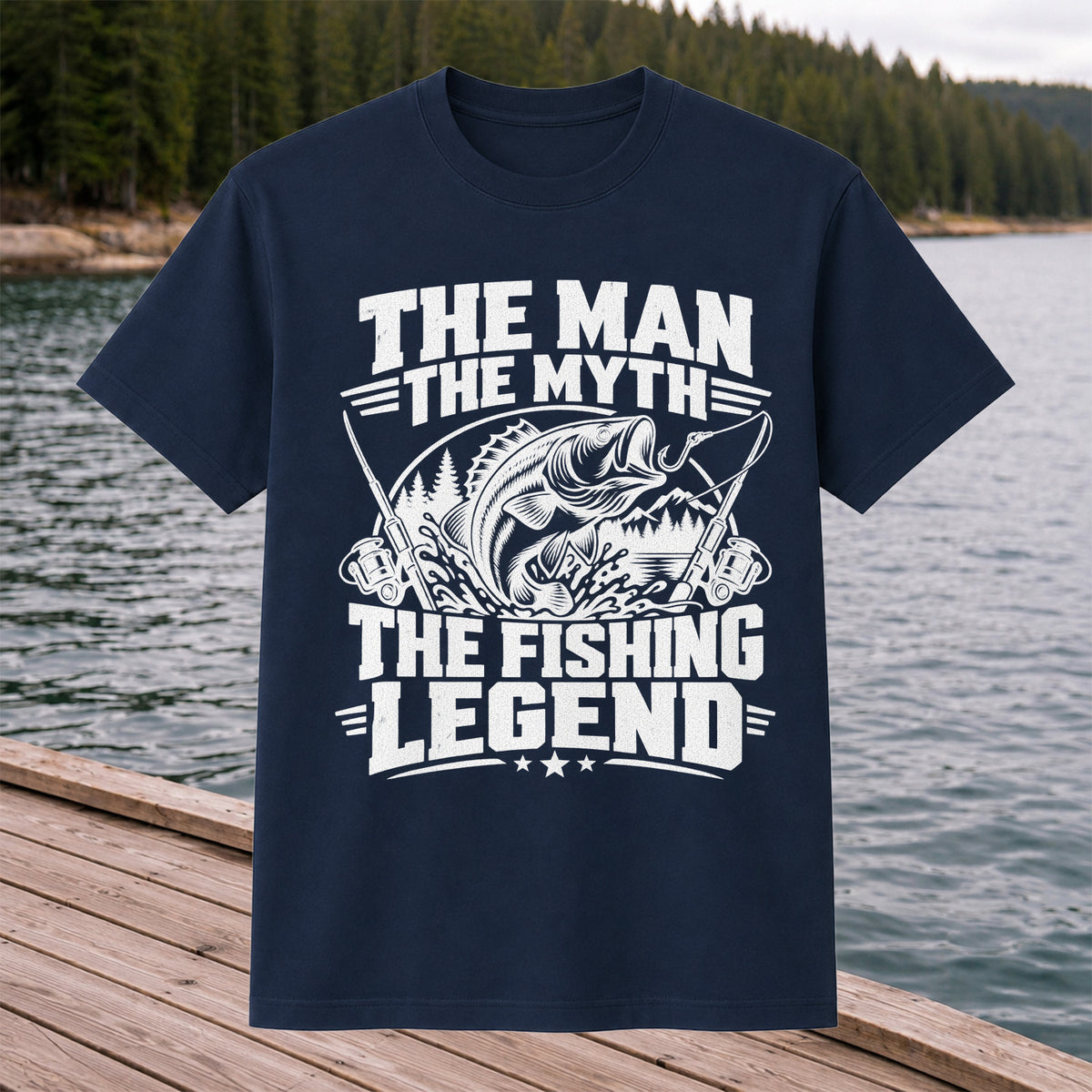 The Man The Myth The Fishing Legend Bass Graphic T-Shirt