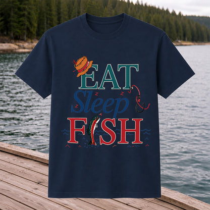 Eat Sleep Fish T-Shirt Trout Fishing Vintage Angler Tee