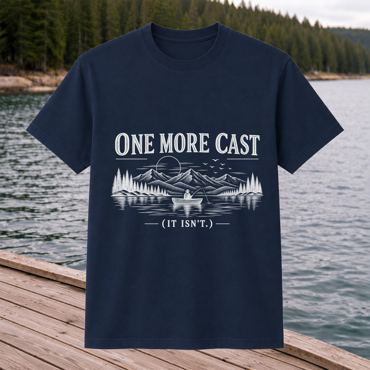 One More Cast Funny Lake Fishing Graphic T-Shirt