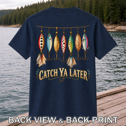 Catch Ya Later Vintage Fishing Lures Graphic T-Shirt | Back Print
