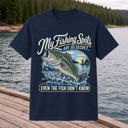 Secret Fishing Spots Largemouth Bass Graphic T-Shirt