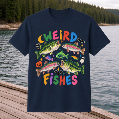 Weird Fishes Halloween Bass and Rainbow Trout Fishing T-Shirt