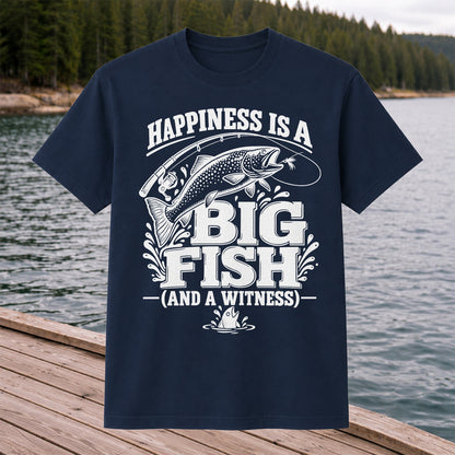Happiness Is a Big Fish (And a Witness) Funny Trout Fishing T-Shirt