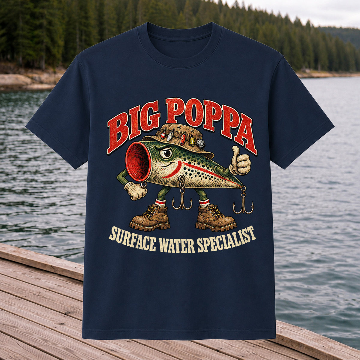 Big Poppa Surface Water Specialist Fishing Lure Graphic T-Shirt
