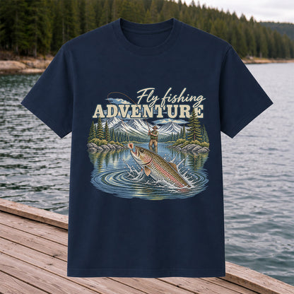 Fly Fishing Adventure Trout Mountain Lake Graphic T-Shirt