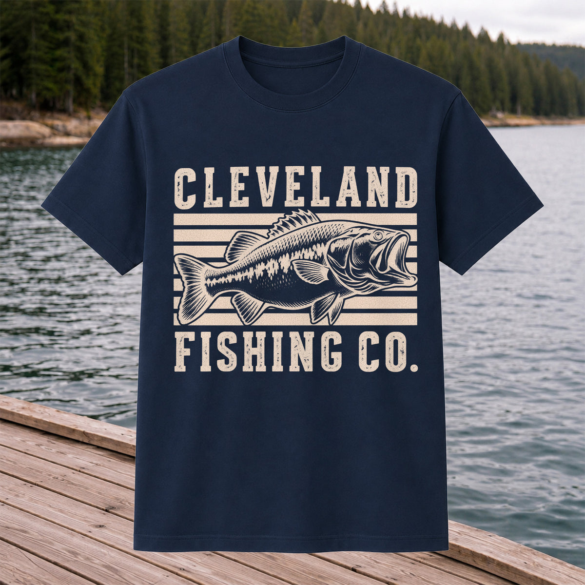 Cleveland Fishing Co Bass Fishing Graphic T-Shirt