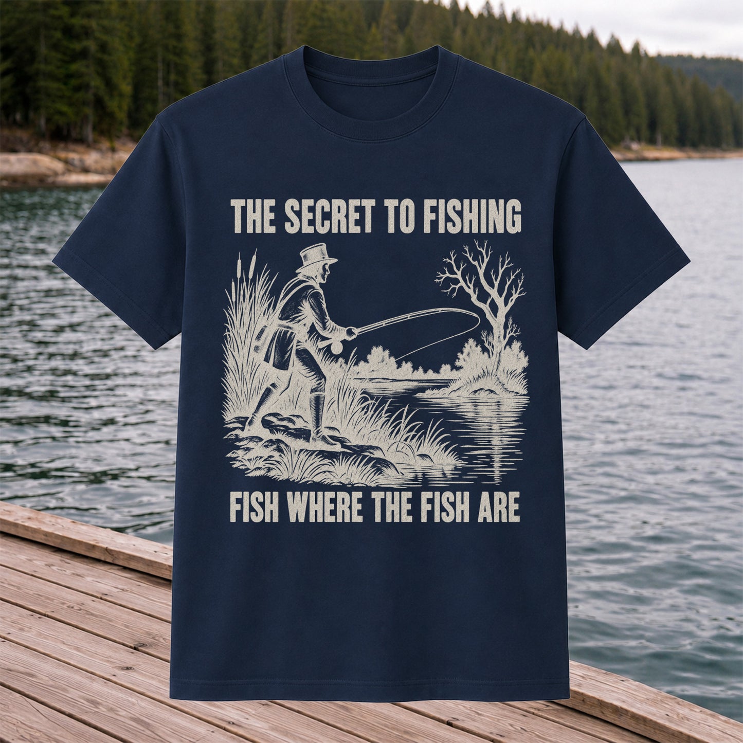 The Secret to Fishing Fish Where the Fish Are Graphic T-Shirt