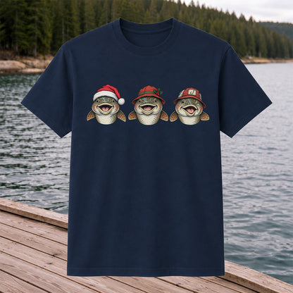 Funny Christmas Trout Trio Fishing Graphic T-Shirt