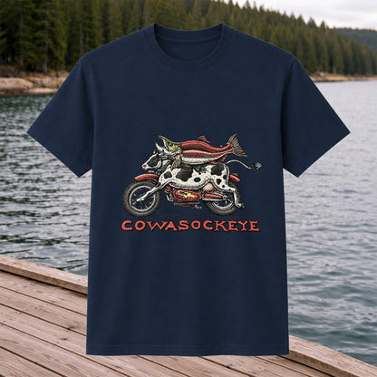 Cowasockeye Trout Motorcycle Funny Fishing Graphic T-Shirt