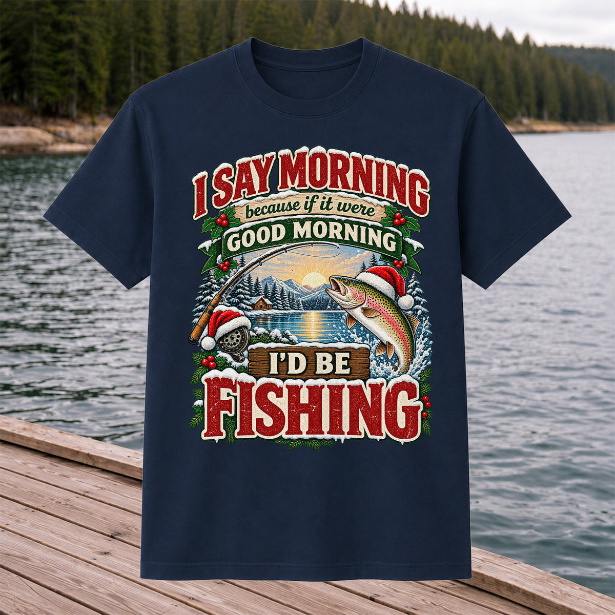 I Say Morning Because If It Were Good Morning I'd Be Fishing Christmas Rainbow Trout T-Shirt