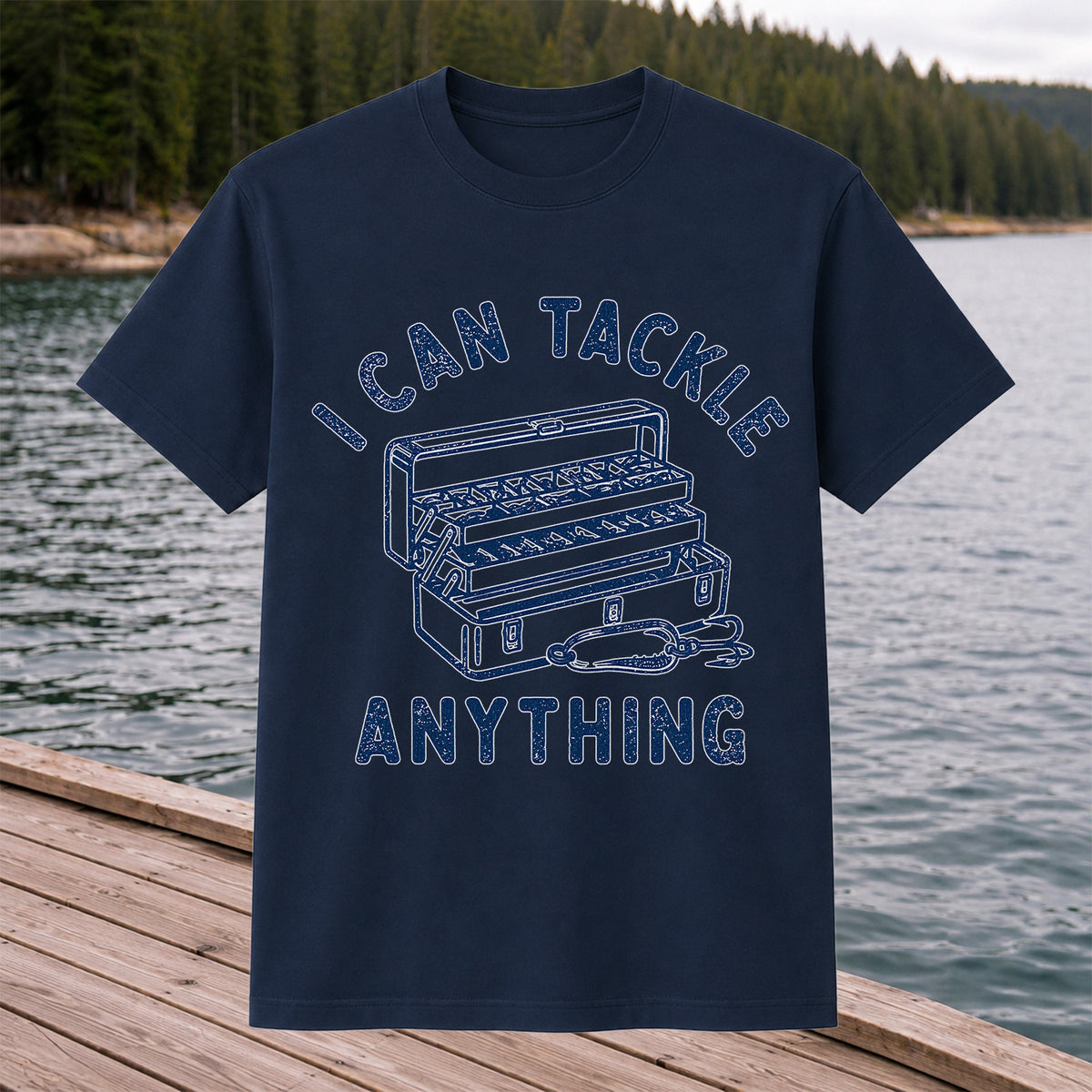 I Can Tackle Anything Tackle Box Funny Fishing T-Shirt
