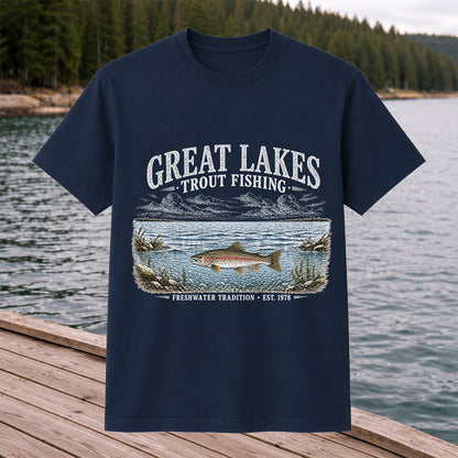 Great Lakes Trout Fishing Freshwater Tradition Est. 1978 Graphic T-Shirt