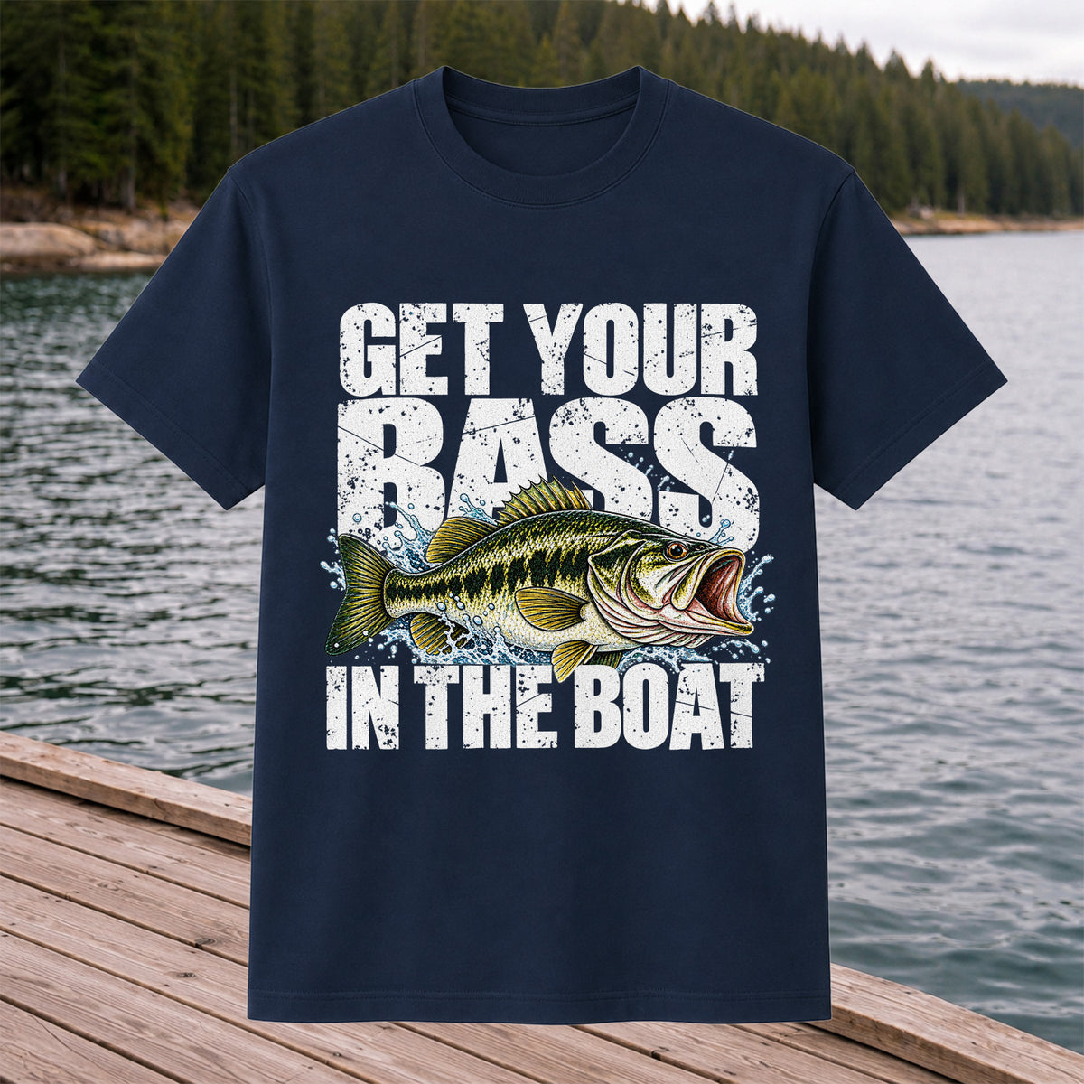 Get Your Bass in the Boat Funny Largemouth Bass Fishing T-Shirt