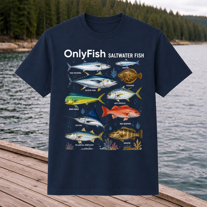 OnlyFish Saltwater Fish Identification T-Shirt