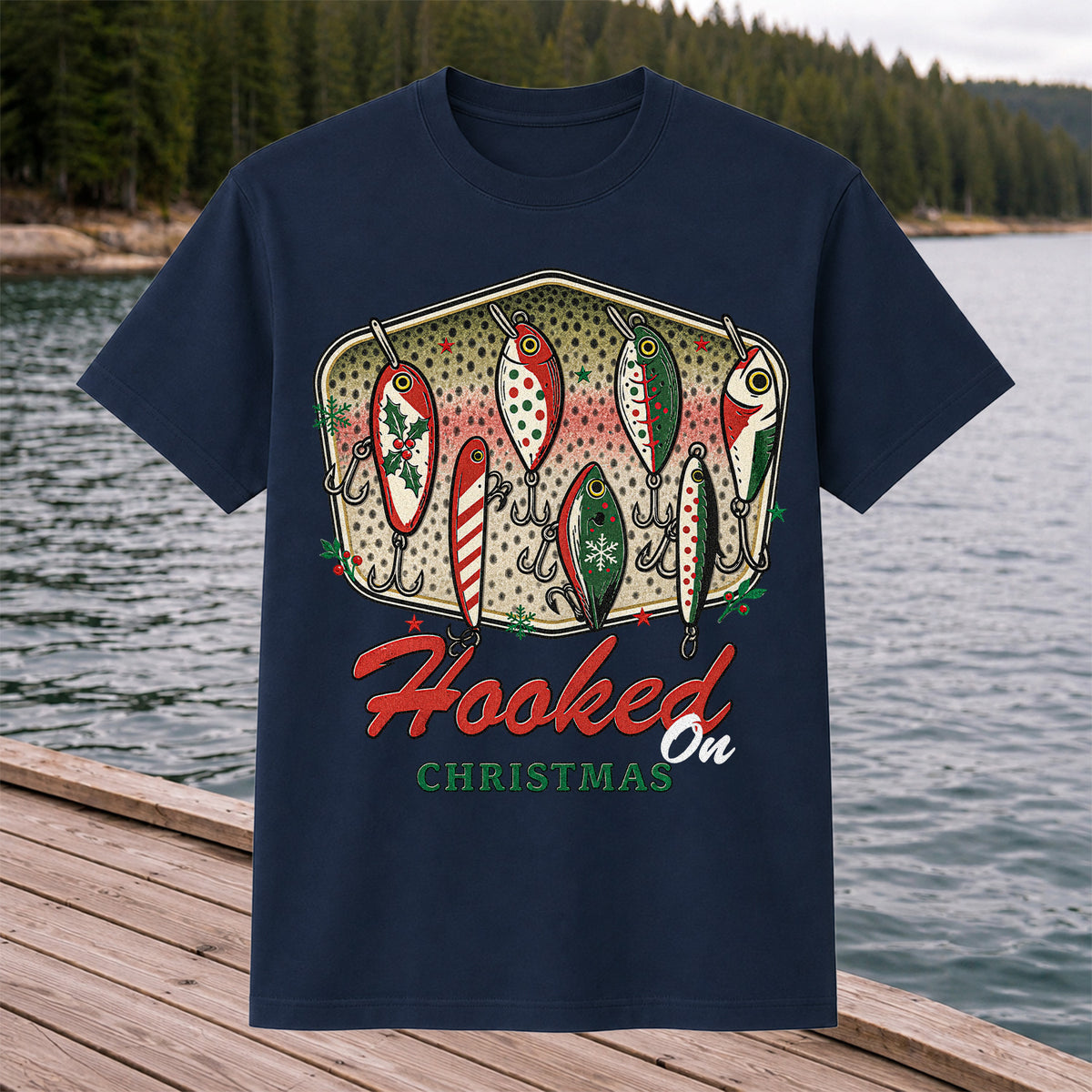 Christmas Fishing Lures Graphic T-Shirt
