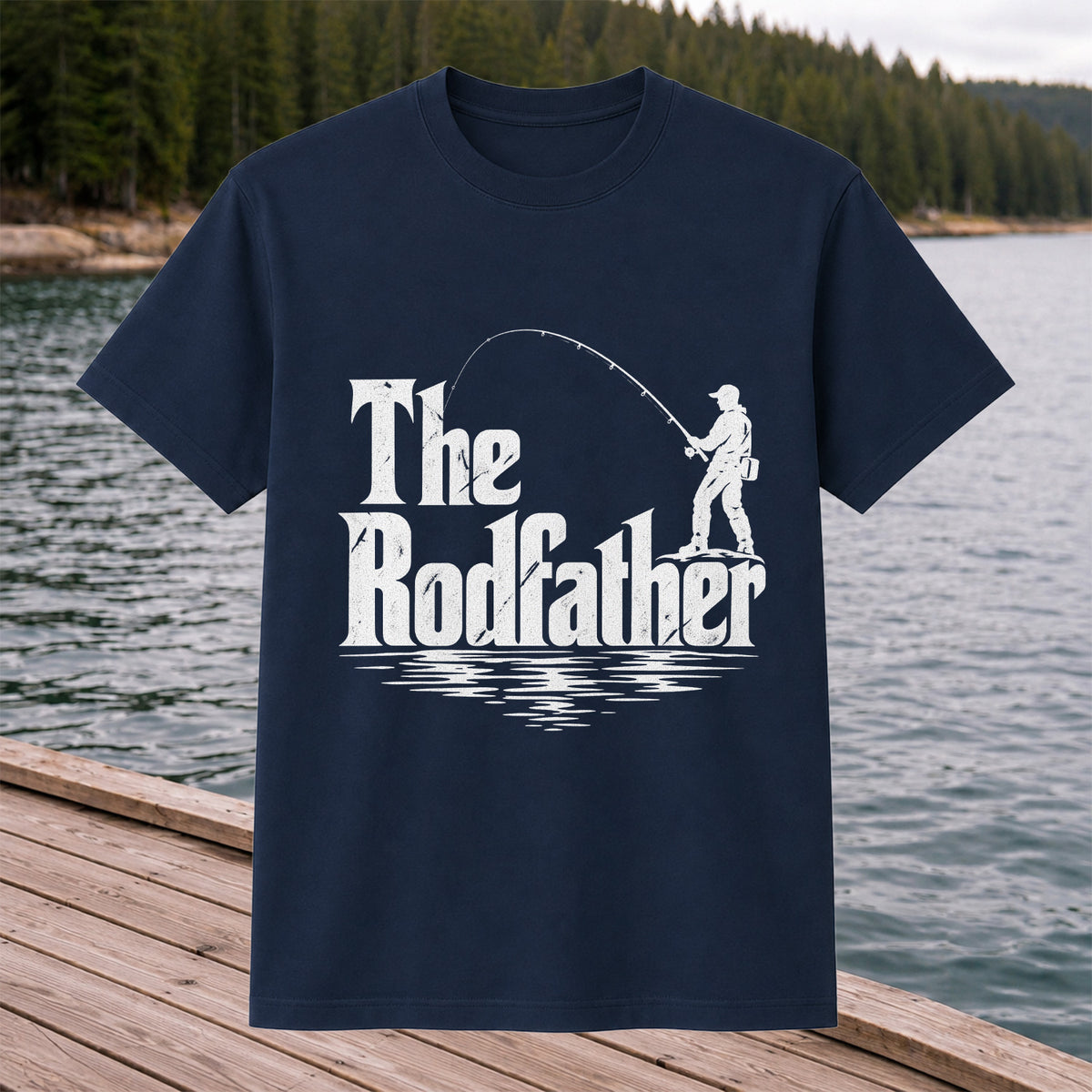 The Rodfather Funny Fishing Graphic T-Shirt