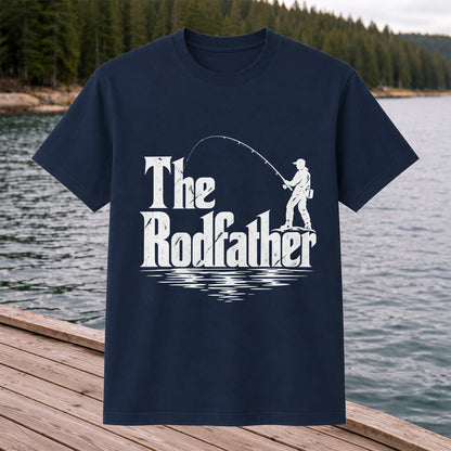 The Rodfather Funny Fishing Graphic T-Shirt