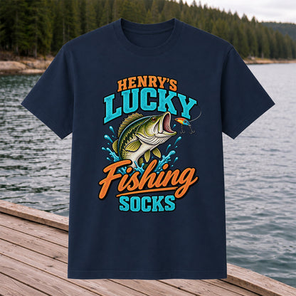 Henry's Lucky Fishing Socks Jumping Bass Graphic T-Shirt