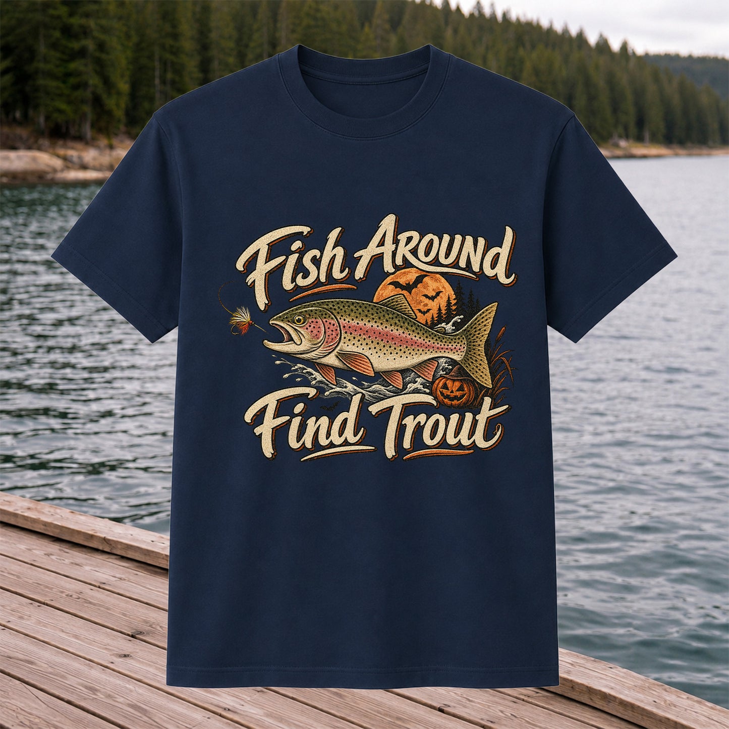 Fish Around Find Trout Halloween Fishing T-Shirt