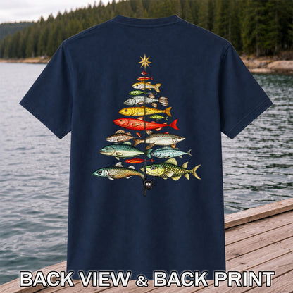 Vintage Fish Collection Fishing Rod Graphic T-Shirt | Back Print