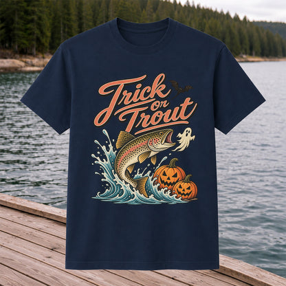 Trick or Trout Halloween Trout Fishing Graphic T-Shirt