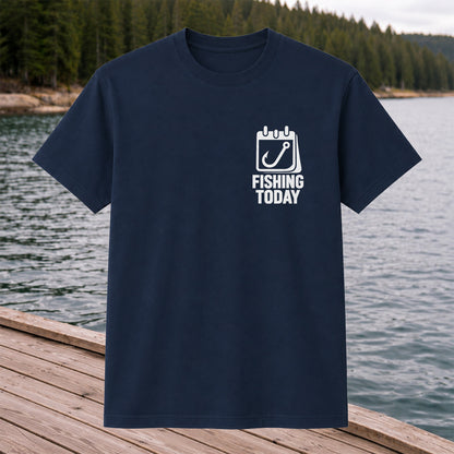 Fishing Today Calendar and Hook Minimalist Graphic T-Shirt