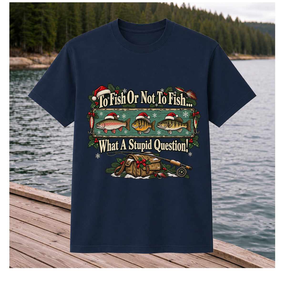 To Fish or Not to Fish What a Stupid Question Christmas Fishing T-Shirt