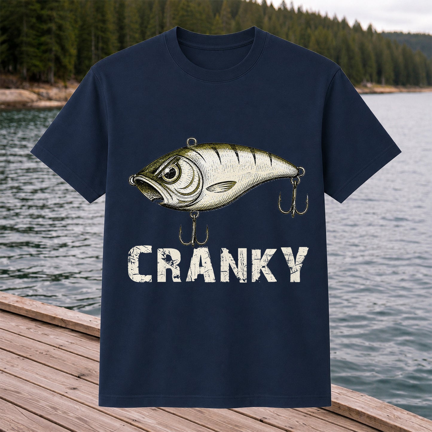 Cranky Vintage Crankbait Fishing Lure Graphic T-Shirt