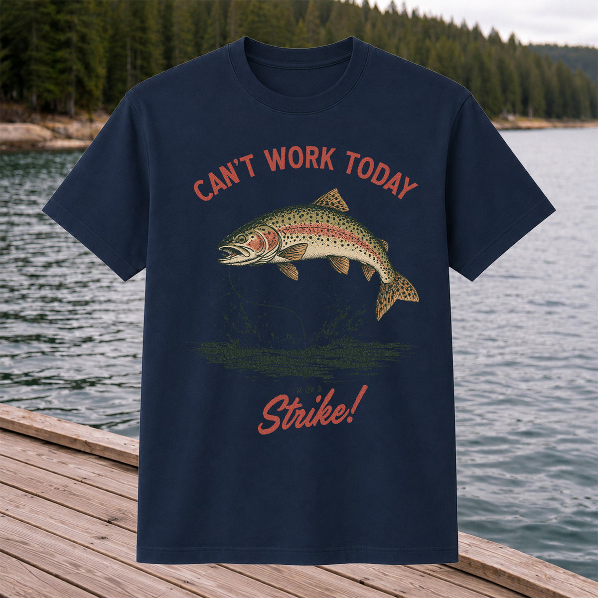 Can't Work Today Strike Rainbow Trout Vintage Fishing T-Shirt