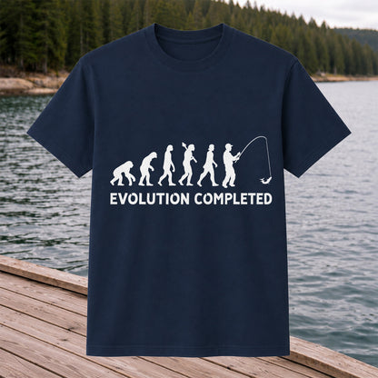 Evolution Completed Angler Silhouette Funny Fishing T-Shirt