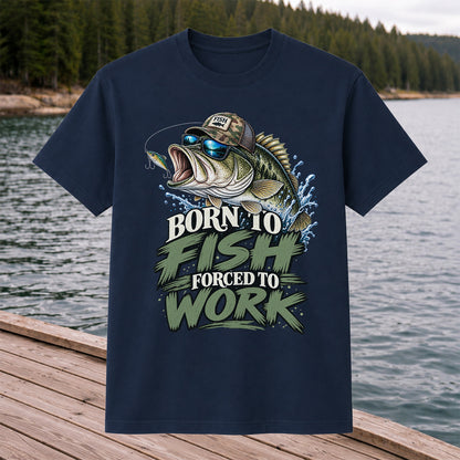 Born to Fish Forced to Work Bass Graphic T-Shirt
