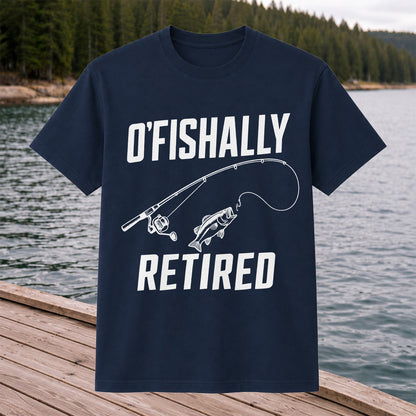 Retirement Fishing Graphic T-Shirt with Fishing Rod and Bass