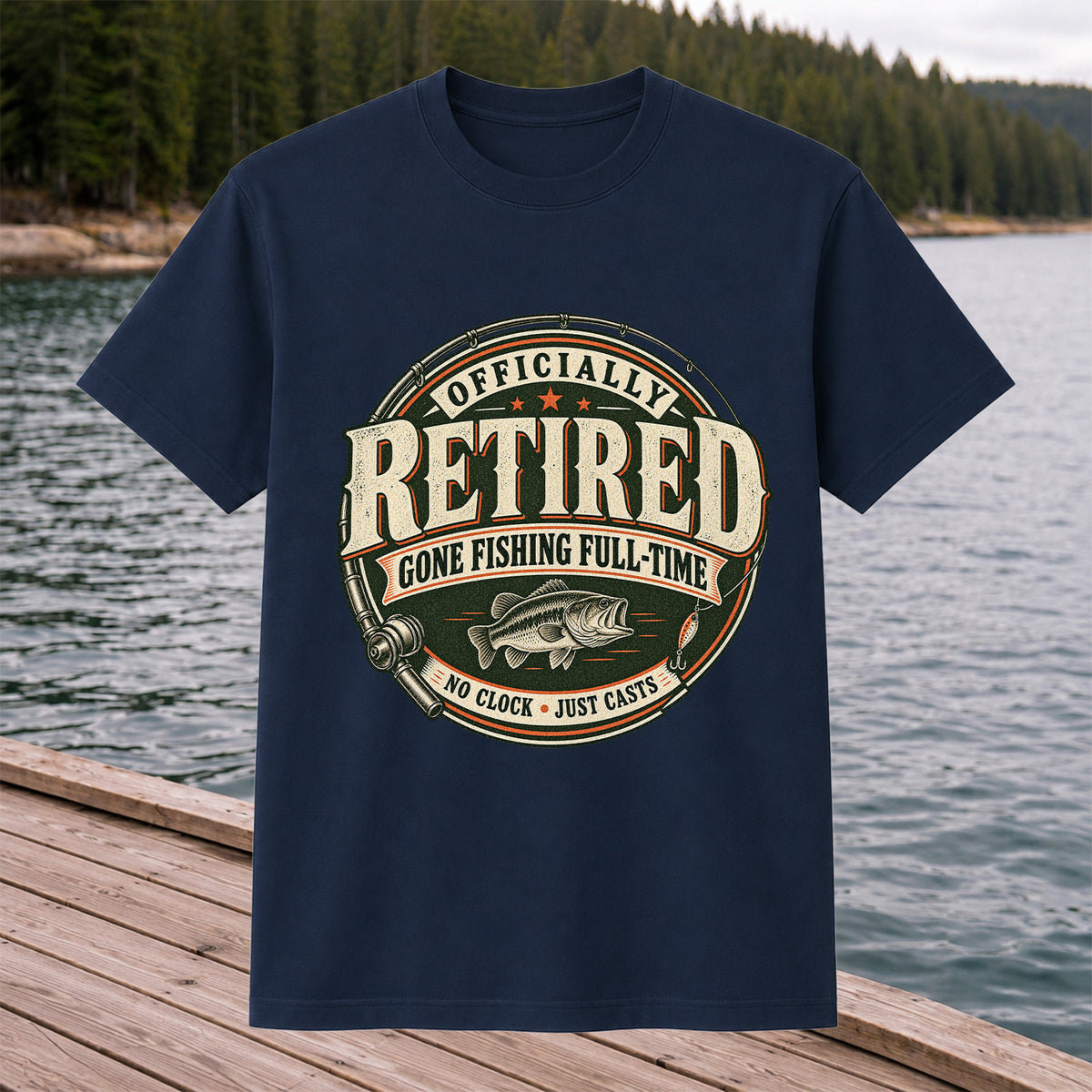 Officially Retired Gone Fishing Full-Time Bass Fishing T-Shirt