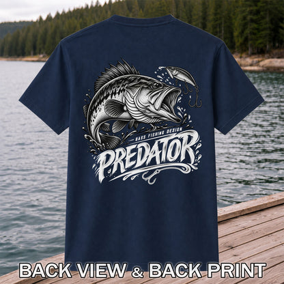 Predator Bass Fishing Design Largemouth Bass Graphic T-Shirt | Back Print