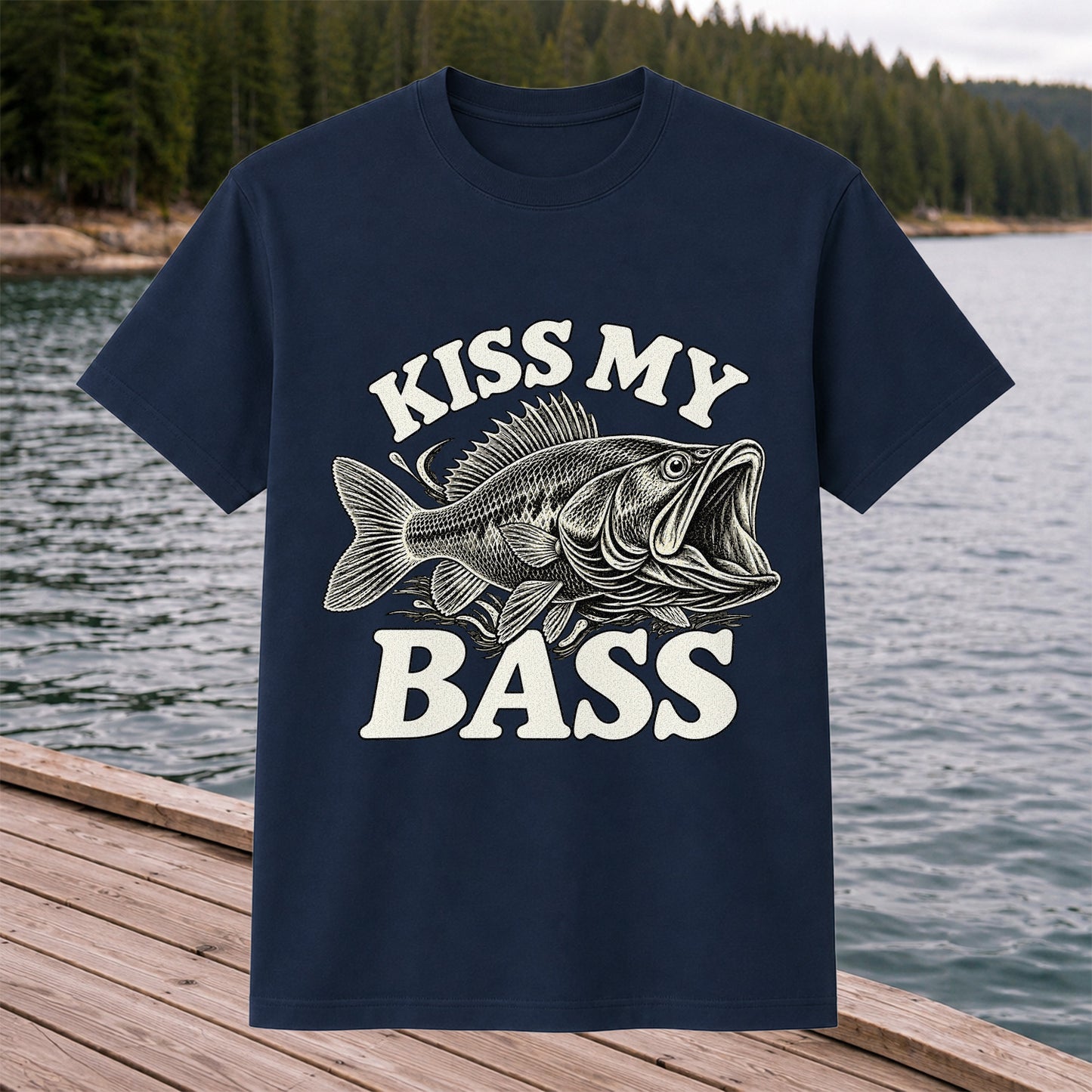 Kiss My Bass Vintage Fish Funny Fishing T-Shirt