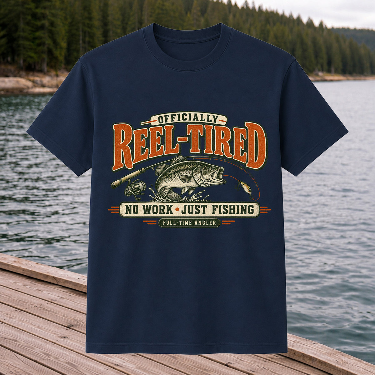Retired Bass Fishing No Work Graphic T-Shirt