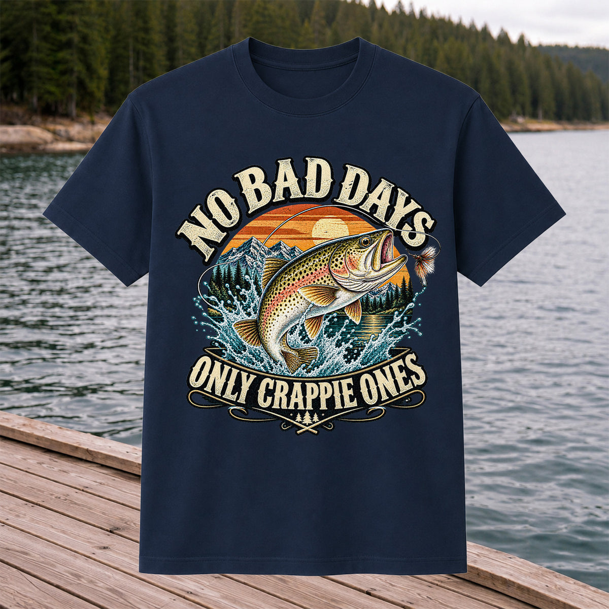 No Bad Days Only Crappie Ones Rainbow Trout Fishing T-Shirt