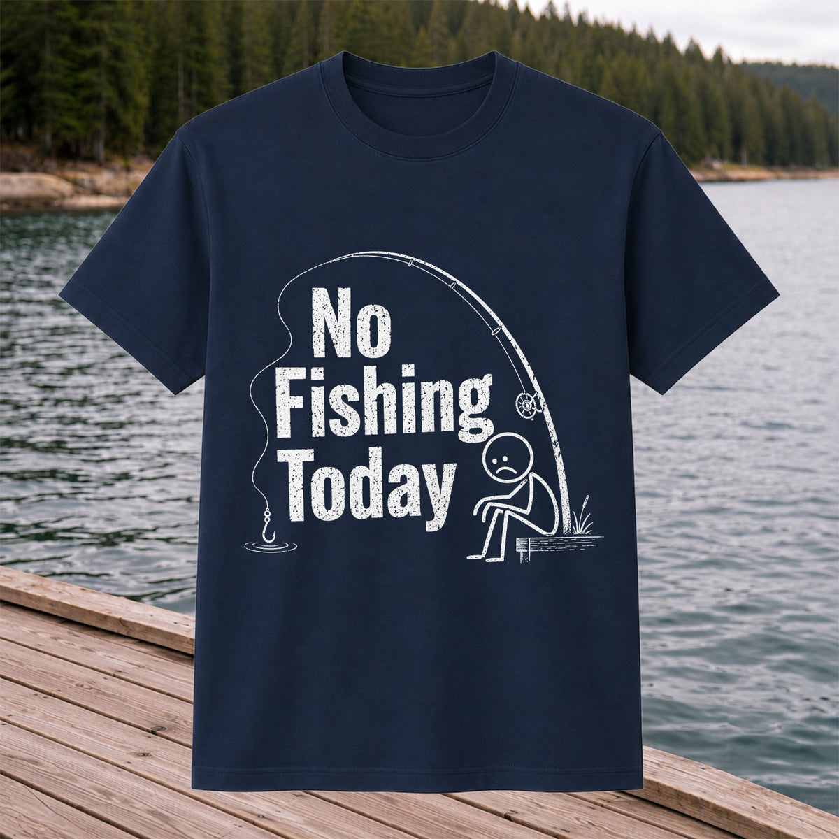 No Fishing Today Funny Sad Angler Fishing Graphic T-Shirt