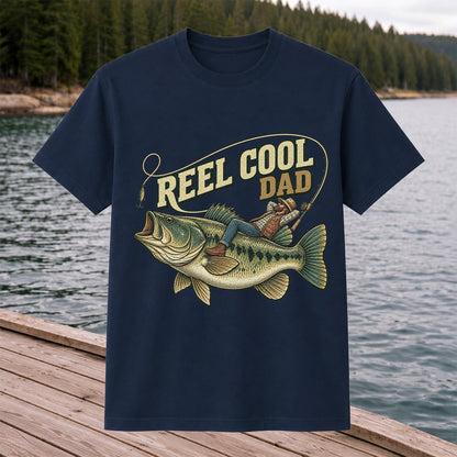 Reel Cool Dad Bass Fishing Father's Day T-Shirt