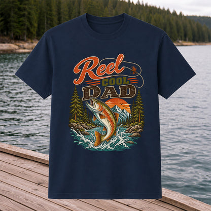 Reel Cool Dad Trout Fishing Graphic T-Shirt