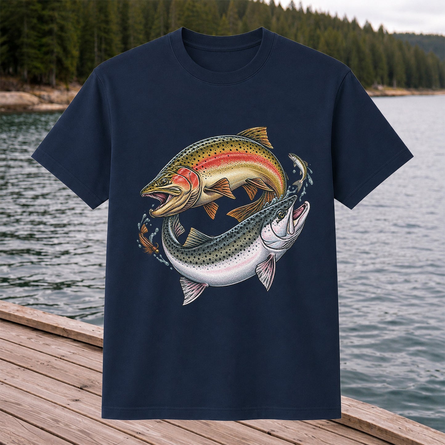 Rainbow Trout Pair Freshwater Fishing Graphic T-Shirt