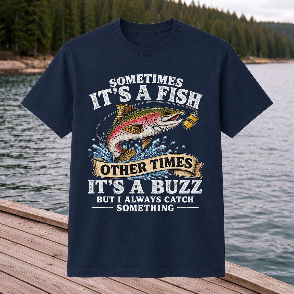 Sometimes It's a Fish Other Times It's a Buzz Rainbow Trout T-Shirt