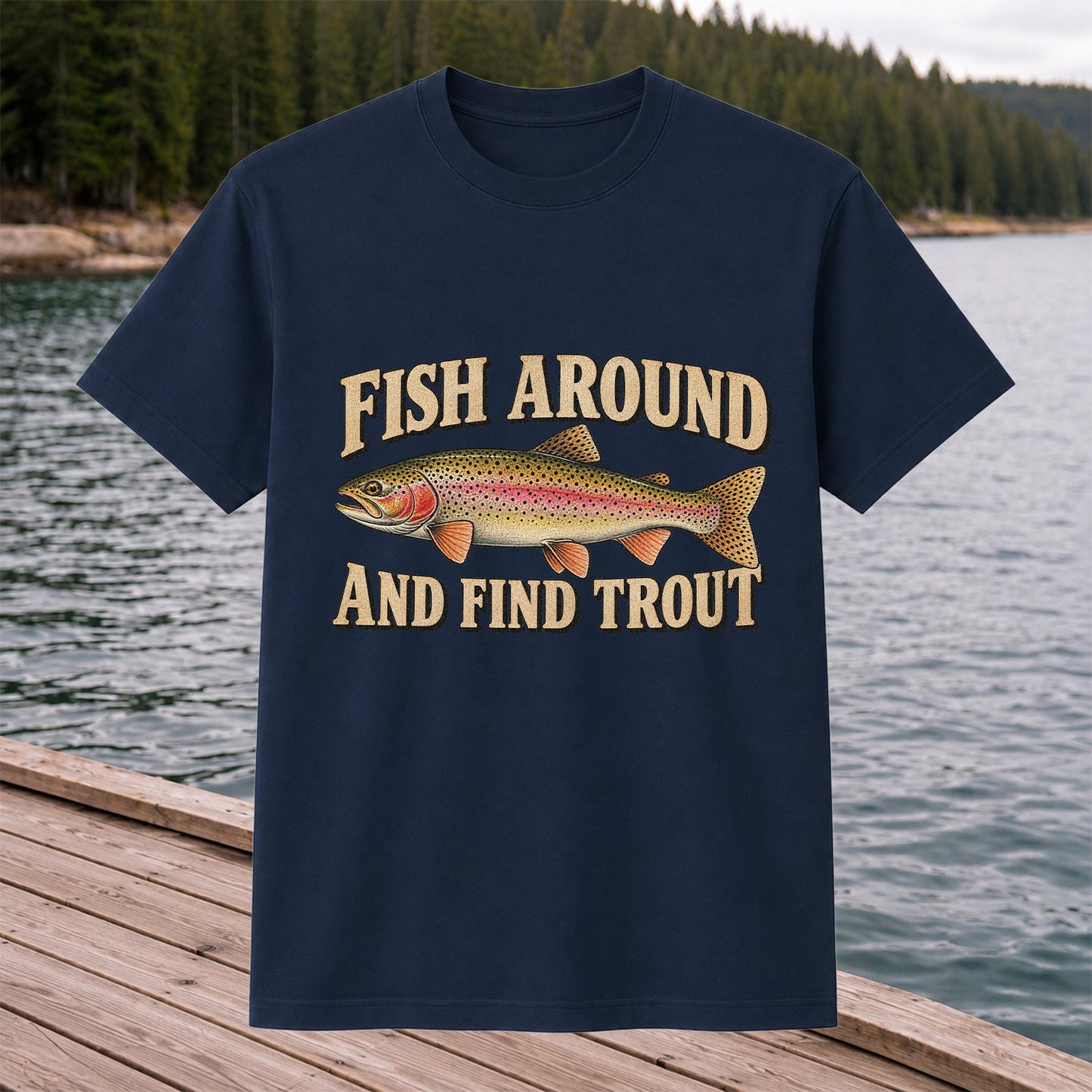 Fish Around and Find Trout Vintage Fishing T-Shirt