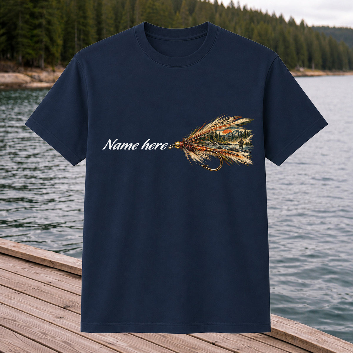 Personalized Fly Fishing Lure Name Graphic T-Shirt