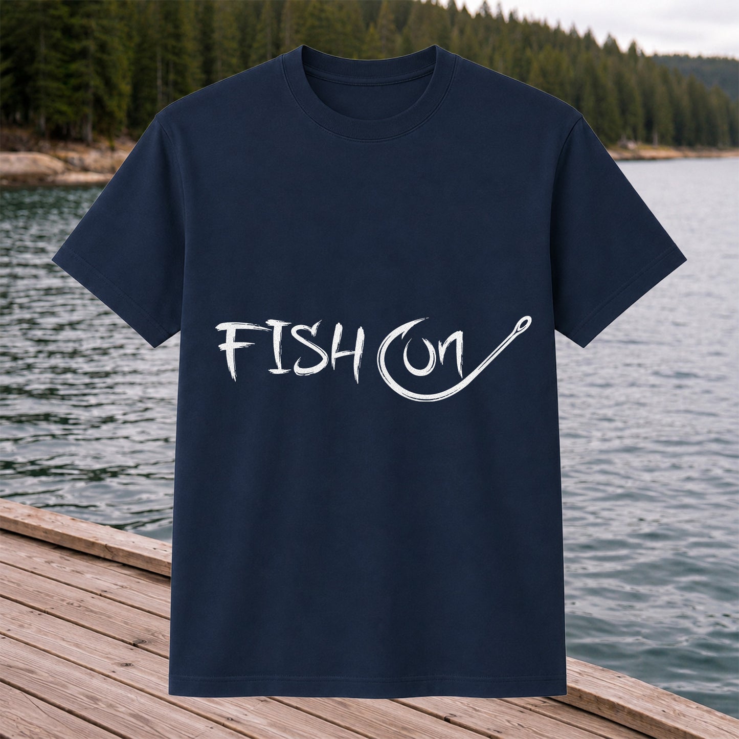 Fish On Fishing Hook Minimalist Graphic T-Shirt